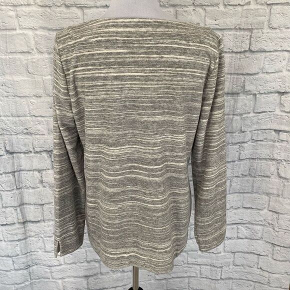 Talbots Women L cotton blend scoopneck Longsleeve textured pullover top - Picture 8 of 13